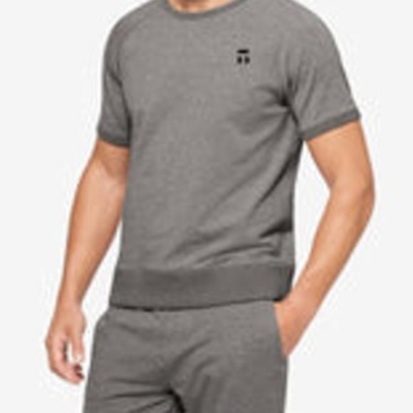 Men's Tommy John Luxe French Terry Short Sleeve Sweatshirt Heather Grey Size XL - Picture 1 of 7